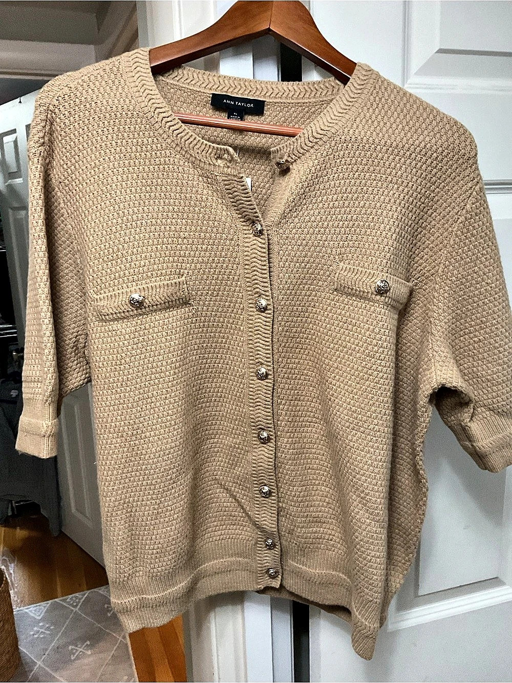 Ann Taylor Knit Button-Front Cardigan Brown Size XL NWT
